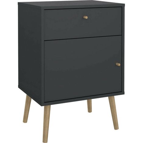 Dmora - Nachttisch Theodora, Niedrige Kommode, Tisch, Multifunktionaler Nachttisch, 50x39 h72 cm, Grau