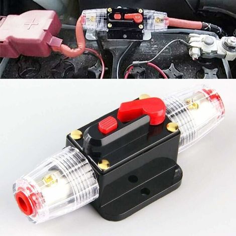 Interruttore automatico con fusibile per auto, protezione auto 12V - 24V CC, interruttore di ripristino manuale, fusibile per autoradio, blocco fusibili in linea (60A) (1/4)