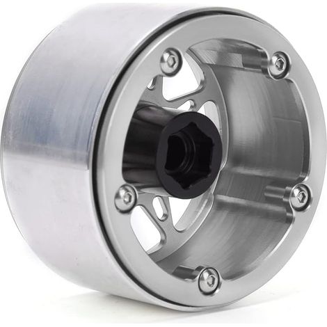 Moyeux de Roue en Alliage D'aluminium de 2,2 Pouces pour Voiture RC à L'échelle 1/10 - Améliore la stabilité et la durabilité - Convient pour SCX10 RR10 90048 - Noir, Argent, Rouge - Lot de 4 (1/5)