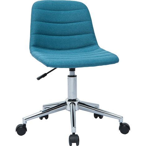 Design-Bürostuhl entenblauer Stoff und verchromter Stahl SAURY (1/5)