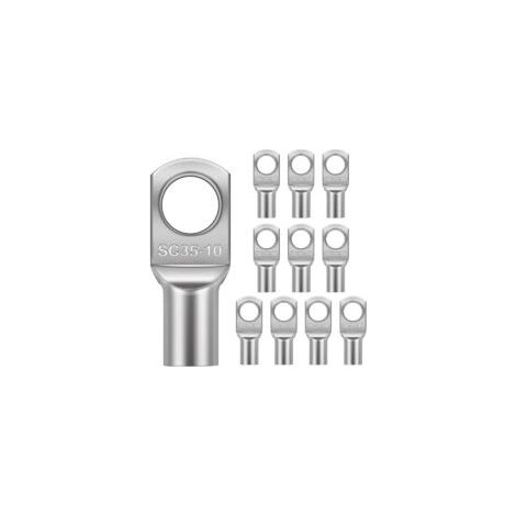 10 pezzi di capicorda tubolari da 35 mm² M8, capicorda ad anello, capicorda a crimpare con occhiello ad anello, capicorda elettrico piatto, occhiello in rame stagnato per auto - Crezuo