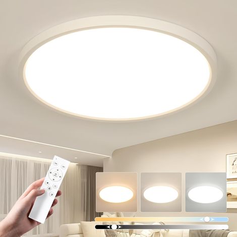 Plafonnier LED Dimmable avec Télécommande, 50CM 52W Blanc 3000K-6500K Lampe Plafond Moderne, IP44 Luminaire Plafonnier Rond pour Salon Salle de Bain Cuisine Salon Chambre Burea (1/5)