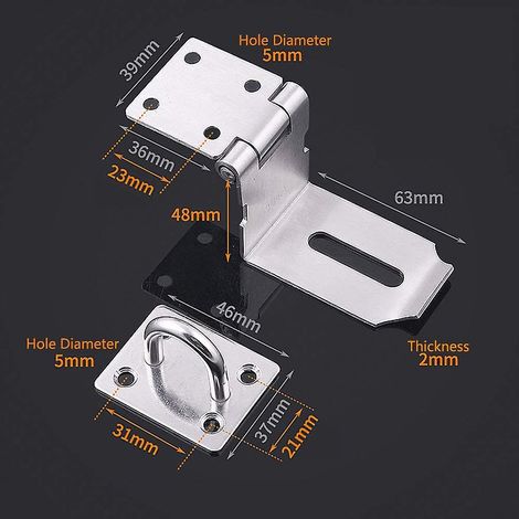 Fermoir de porte à angle droit en acier inoxydable, moraillon de verrouillage de porte, support de cadenas avec vis (1/3)