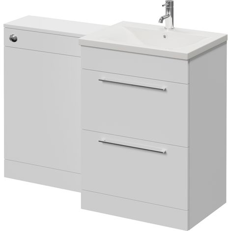 Napoli 460 Cento Gloss White 1200mm 2 Drawer Vanity Unit Toilet Suite with Glide Basin - 1200mm - Chrome 320mm HandleWithout Kingston Toilet Pan