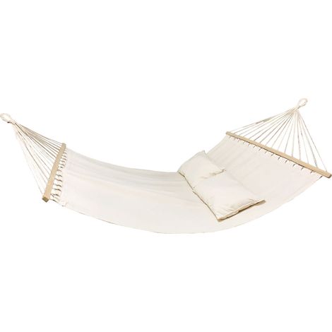 AMACA YOU AND ME BLANCO CON TELO IN COTONE E BASTONI DI SOSTEGNO IN LEGNO