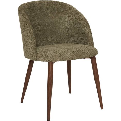 Chaise Céleste bouclette kaki pieds métal effet noyer Atmosphera (1/4)