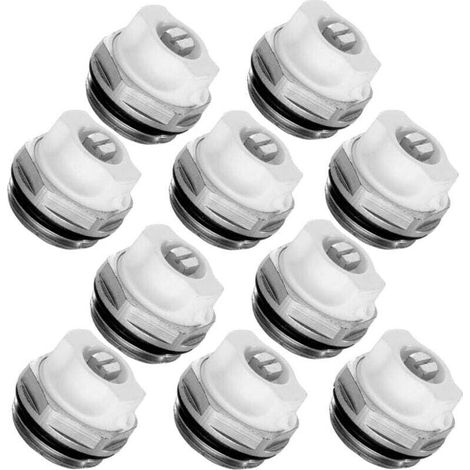 Soupape de surpression manuelle pour radiateur, radiateur d'échappement chauffé 1/2", soupape de surpression de radiateur et radiateur en laiton. 10 pièces (1/5)
