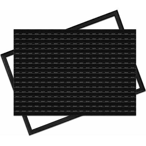Felpudo de goma negra y aluminio premium Polentex: 100x60 cm, 17 mm. Con marco. (1/5)