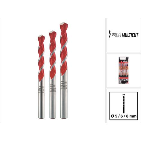 Alpen MultiCut 100703100 Acciaio Kit punte multiuso 3 parti 5 mm, 6 mm, 8 mm Alberino cilindrico 1 KIT