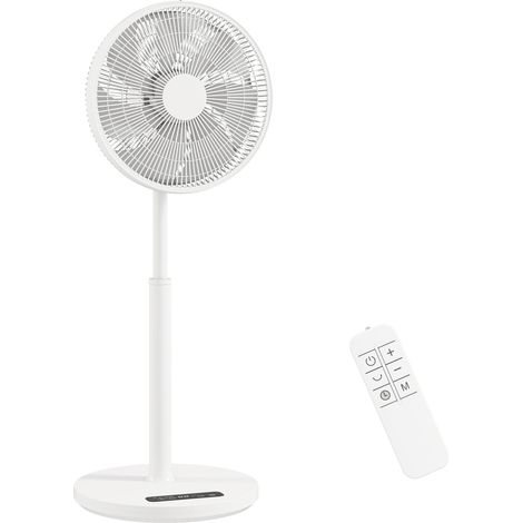 Ventilateur sur pied, ventilateur 39 cm avec 12 vitesses, 4 modes, minuterie 9H, oscillant 120°, hauteur réglable, blanc (1/5)