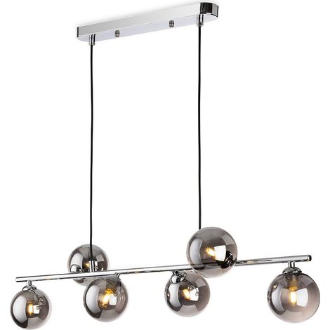 Firstlight Lando Suspension Lando Globe 6 lumières chromée avec verre fumé 6xG9