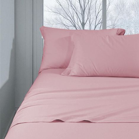 Completo Lenzuolo Invernale Flanella Tinta Unita Rosa – 100% Cotone Felpato, Anti-Pilling, Caldo & Morbido, Made in Italy Francese 140x200 Cm