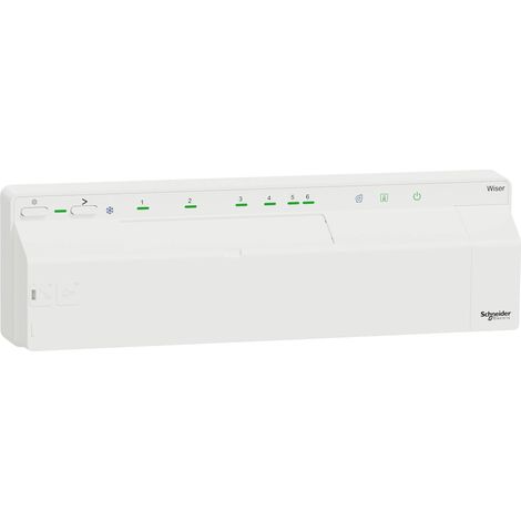 Schneider Electric – Actionneur de plancher chauffant hydraulique 6 zones 230 V – CCTFR6600 – Gestion intelligente et pilotage connecté (1/4)