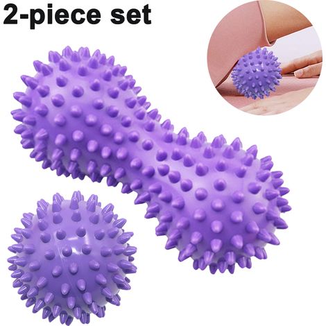 Ensemble de 2 balles de massage hérisson - cacahuètes violettes + balle de massage fascia de 7 cm violet clair