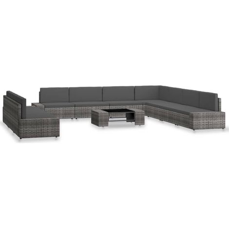 Maison Exclusive - 10-tlg. Garten-Lounge-Set Poly Rattan Grau