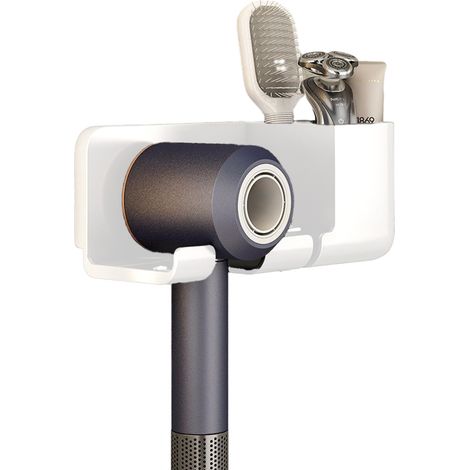 1 support mural pour sèche-cheveux, fixation adhésive ou vis, revêtement silicone anti-rayure, compatible Dyson Supersonic et modèles standards (1/5)
