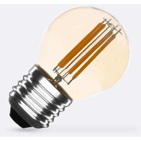 Bombilla Filamento LED E27 Casquillo Gordo 4W 400 lm Regulable G45 Gold No Flicker 2700K Blanco Cálido
