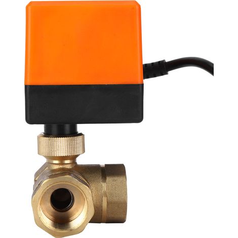 Vanne à bille motorisée en forme de L, laiton orange, électrovanne, 3 fils, commande bidirectionnelle, 1,6 MPa, 6 W, 220 V CA, G3/4 pouce (1/5)
