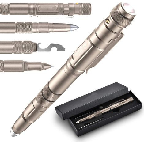 Cadeaux de stylo tactique pour hommes, gadgets de camping, stylo multi-outils 9 en 1