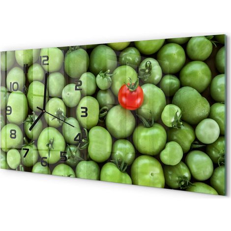 Horloge Murale Salle à Manger 60x30 cm Verre Trempé Design Contemporain Tomate mûre (1/5)