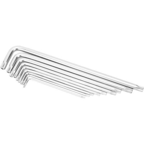 Clé Allen Étoile - 9 Pièces T10 T15 T20 T25 T27 T30 T40 T45 T50 - Bras Long Pour Entretien Vélo Moto Atelier - Acier 45 (1/5)