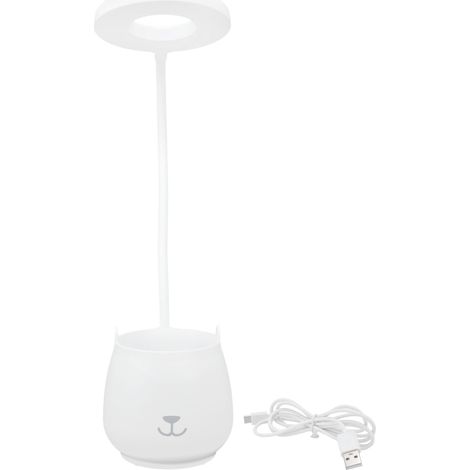 Lampe de Bureau Pliable pour Enfants avec Recharge USB, 3 Sources Lumineuses Adjustables, Eyeshield et Porte-Stylo, Batterie Intégrée 1250mAh