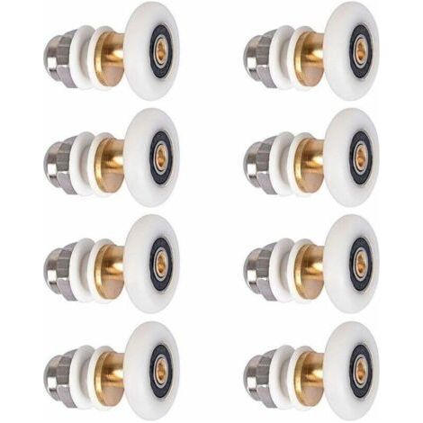 8 pièces 25mm Porte de Douche - Rouleau Roulette Roue pour Porte de Douche Roulettes Coulissantes Porte Roue de Remplacement pour Rouleau (1/3)