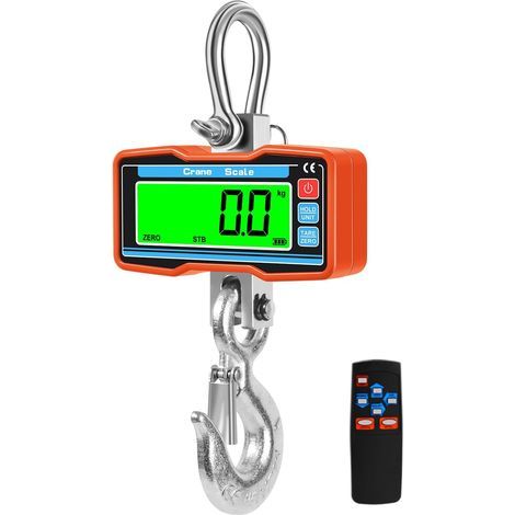 Balance de Grue 2T, 2000kg Balance Industrielle Numérique, Électronique Balance Suspendue de Haute Précision avec Télécommande et Ecran LCD, orange (1/5)