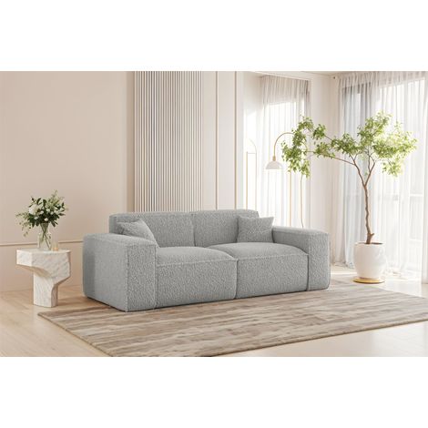 Sofa Designersofa CELES PREMIUM 2-Sitzer in Stoff Sven Hellgrau