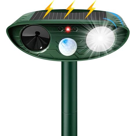 Répulsif solaire pour chats, à ultrasons et étanche, avec détecteur de mouvement PIR, pour l'extérieur (écureuils, chats, rats, renards) dans le jardin. (1/5)