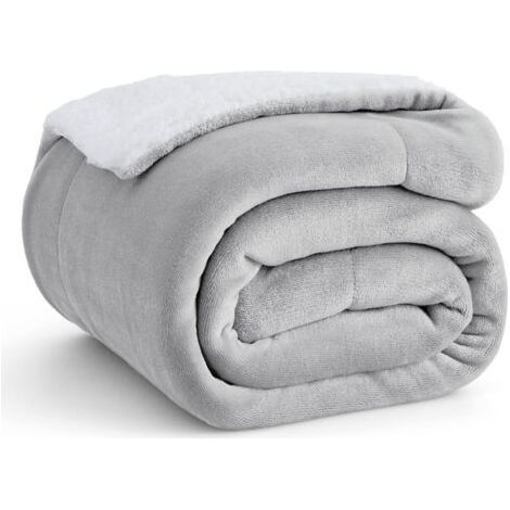 Sollbry Couverture polaire Sherpa pour canapé - Couverture épaisse et chaude pour l'hiver, couverture en peluche douce et duveteuse pour toutes les saisons, gris clair, 50 x 60 pouces (1/4)