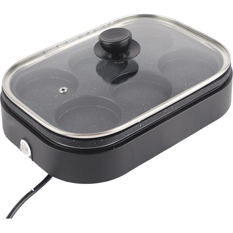 Poêle à œufs 6 trous, antiadhésive, multifonctionnelle, avec couvercle. (1/5)