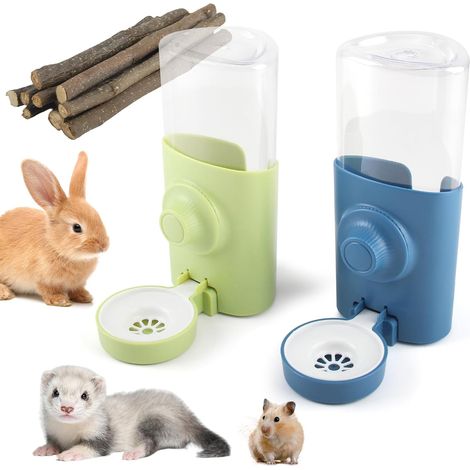 Distributeur d'eau suspendu de 600 ml pour petits animaux - Bouteille d'eau automatique rechargeable pour lapins, cochons d'Inde, chinchillas, hérissons (1/5)