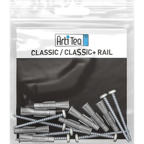 Kit de 8 vis tête blanche et 8 chevilles pour cimaise Classic + et Classic J