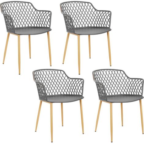 Lot de 4 Fauteuils - HOME DECO FACTORY - Malaga - Modernes - Gris (1/5)