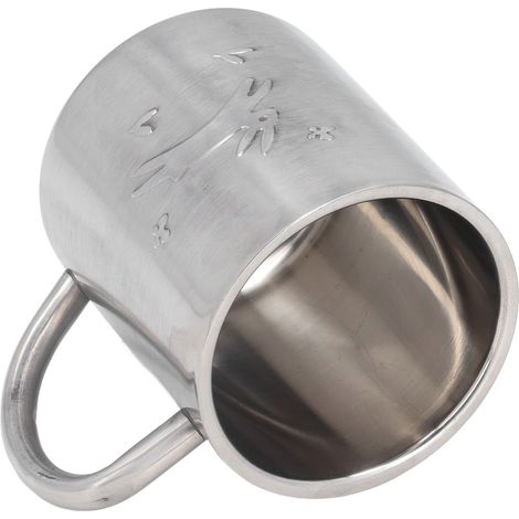 Tasse à café isotherme en acier inoxydable 220ML, double paroi, poignée confort, facile à nettoyer, idéale bureau, école, enfants. (1/5)