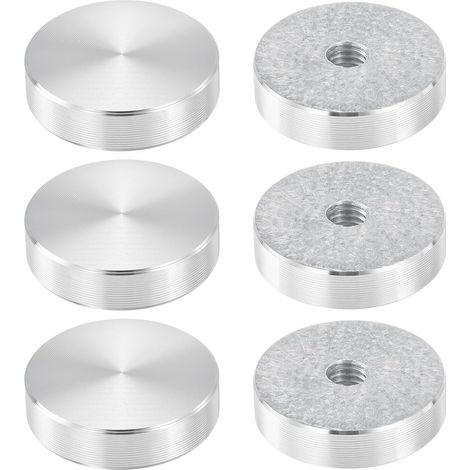 30mm Diameter Circle Aluminum Disc with M8 Thread 6pcs Glass Table Top Adapter for Glass Table Silver (1/5)