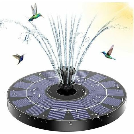Fontaine Solaire Extérieur Flottante 3W, Pompe Bassin Solaire avec Batterie et 7 Buses, pour Bain d'oiseaux Aquarium Jardin Fontaine (1/5)