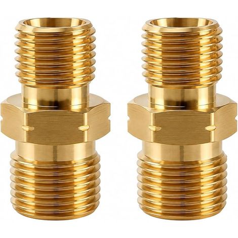 Lot de 2 raccords de tuyau de gaz en laiton, filetage droit 1/4 pouce vers filetage gauche 3/8 pouce, double mamelon pour propane et acétylène (1/5)