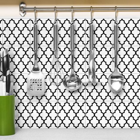 Sticker Mural Carrelage adhésif Cuisine Salle de Bain - 24 STICKERS CARREAUX DE CIMENT CASABLANCA - 24stickers20x20cm (1/5)