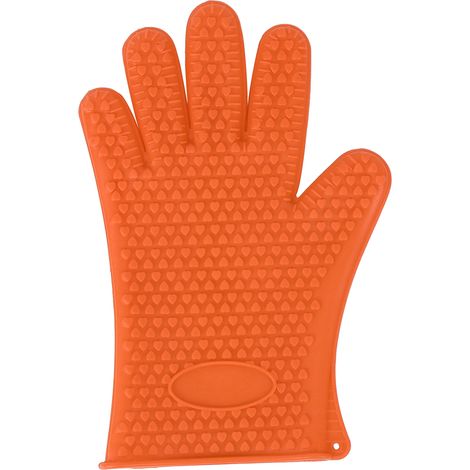 Household Microwave Oven Insulation Non Slip Silicone Baking Finger Gloves Kitchen Utensils(Orange ) (1/5)