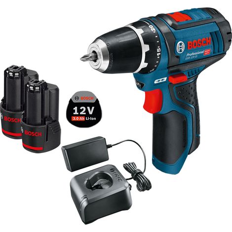 Perceuse-visseuse sans fil GSR 12V-15 Bosch / 2x 3,0 Ah batterie + chargeur