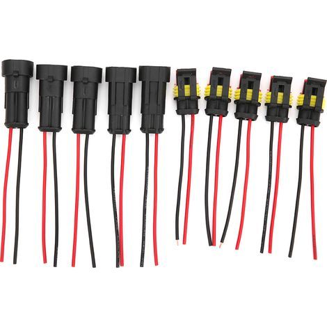 Connecteur électrique étanche pour voiture, 5 jeux de 1/2/3 broches, prise avec câble métallique 2p (1/5)