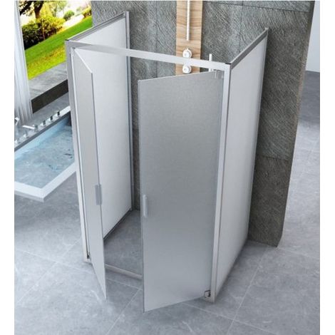 Box Doccia 3 Lati Opaco 6 mm Anta Battente Saloon 60 70 80 90 100 120 130 140 cm - Misura Box 3 Lati 70x70x70 (1/4)