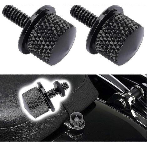 Satz mit 2 Harley-Davidson-Sitzschrauben aus verchromtem Aluminium, schwarz, 1/4-Zoll-20-Gewinde. Jiujiuso (1/4)