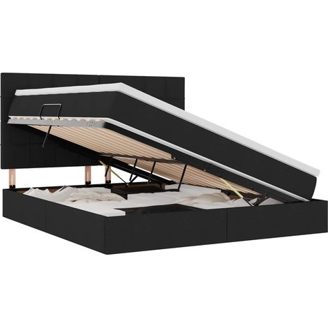 Maison Exclusive - LED-Speicherbett mit Matratze Schwarz 180 x 20