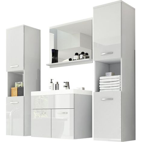 Conjunto de mueble de baño Sarasota 123, Blanco + Blanco brillante (1/5)