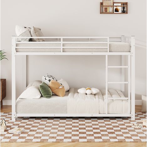 Etagenbett Metall Weiß 140x200 cm, mit Sicherheitsleisten und Lattenrosten (1/5)