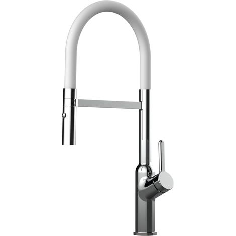 Wasserhahn Kueche Spueltischarmatur Verchromt Kuechenarmatur mit Weiss 360 schwenkbarem Auslauf und abnehmbare 2 strahl Handbrause - BOD Design