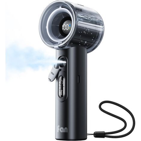 KIMMOO Tragbarer Handventilator mit Turbofunktion und Sprühnebel, leistungsstark mit 25.000 U/min, Geschwindigkeitsstufen 1–100, 50-ml-Wassertank, USB-aufladbar, ideal für Reisen, Outdoor-Aktivitäten, (1/5)